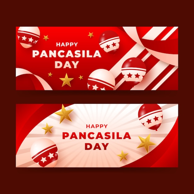 Realistic pancasila day horizontal banners collection