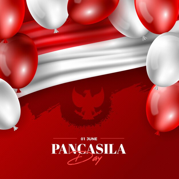 Realistic pancasila day illustration