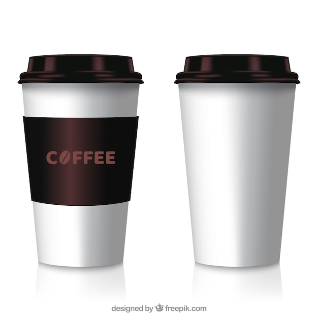 Реалистичная бумажная чашка кофе