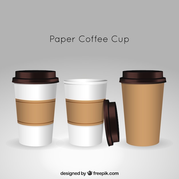 Free vector realistic paper coffee cup