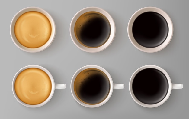 Набор реалистичных бумажных кофейных чашек