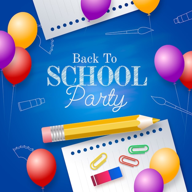 Realistic party illustration for back to school event