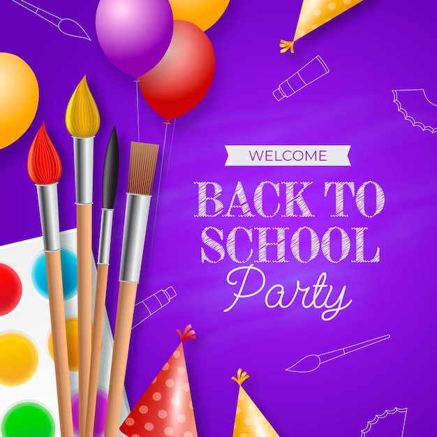 Free vector realistic party illustration for back to school event