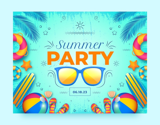 Бесплатное векторное изображение Реалистичный шаблон фотосессии вечеринки для празднования летнего сезона