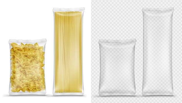 Set di illustrazioni di pasta realistiche