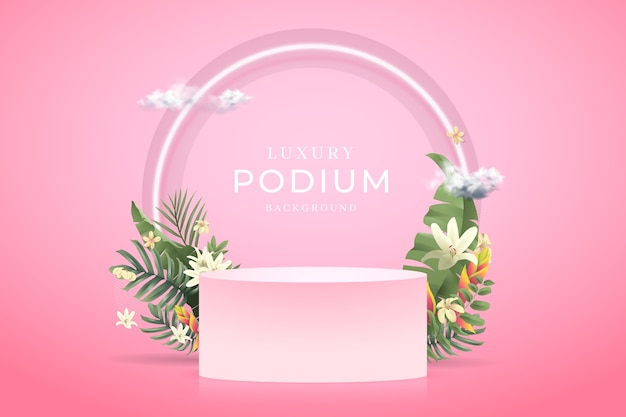 Free vector realistic pastel color podium background