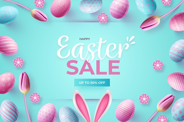 Free vector realistic pastel monochrome easter sale illustration