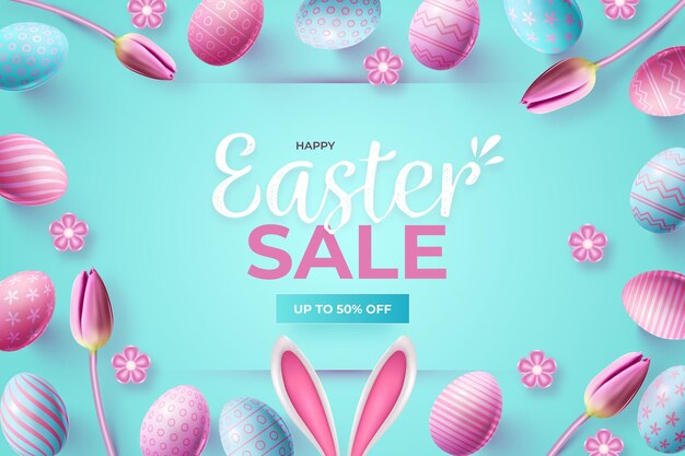 Realistic pastel monochrome easter sale illustration