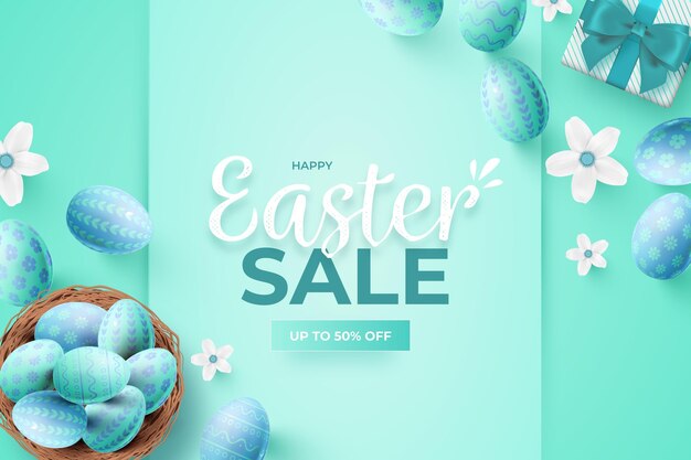 Realistic pastel monochrome easter sale illustration