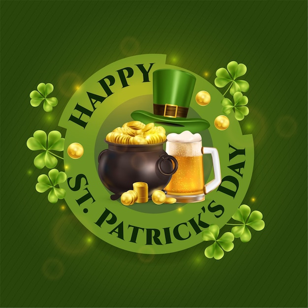 Realistic patrick day round illustration