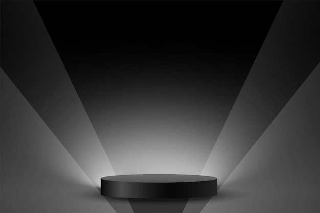 Free vector realistic pedestal stand dark backdrop for object presentation