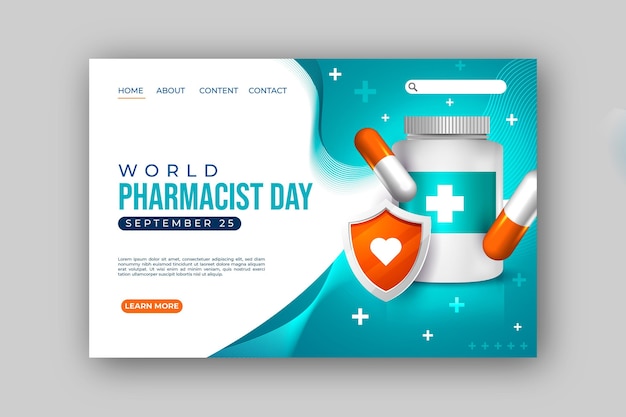 Free vector realistic pharmacist day landing page template