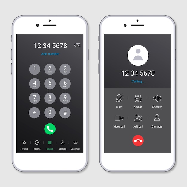 Free vector realistic phone call screen interface illustration