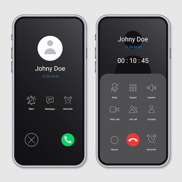 Free vector realistic phone call screen interface illustration