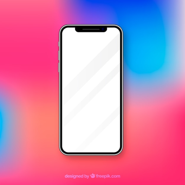 무료 벡터 흰색 화면이있는 현실적인 iphone x