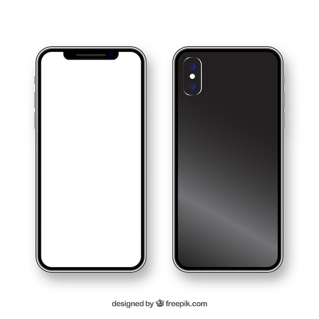 무료 벡터 흰색 화면이있는 현실적인 iphone x