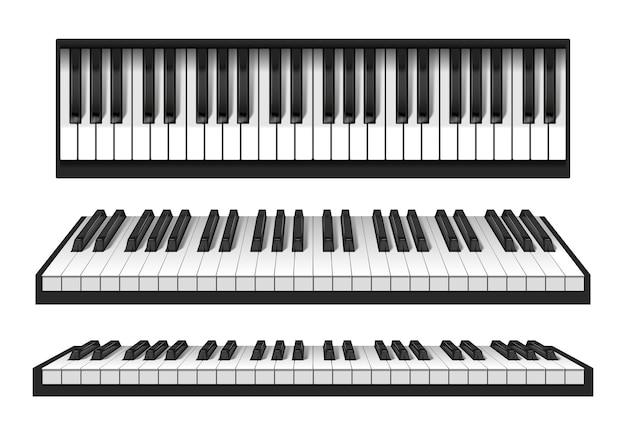 Vettore gratuito set di tasti di pianoforte realistici