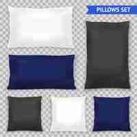 Free vector realistic pillows top transparent set