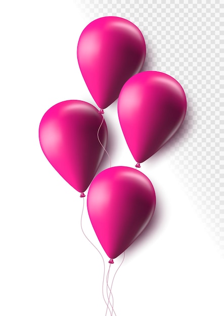 Realistic pink 3d balloons Air balloons for Birthday  Helium vector balloon illustration