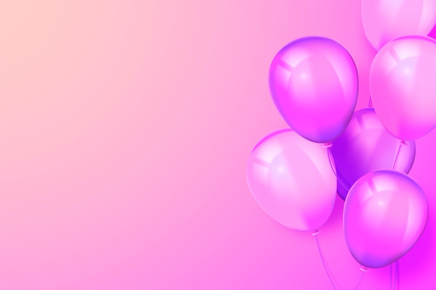 Реалистичный розовый фон с воздушными шарами