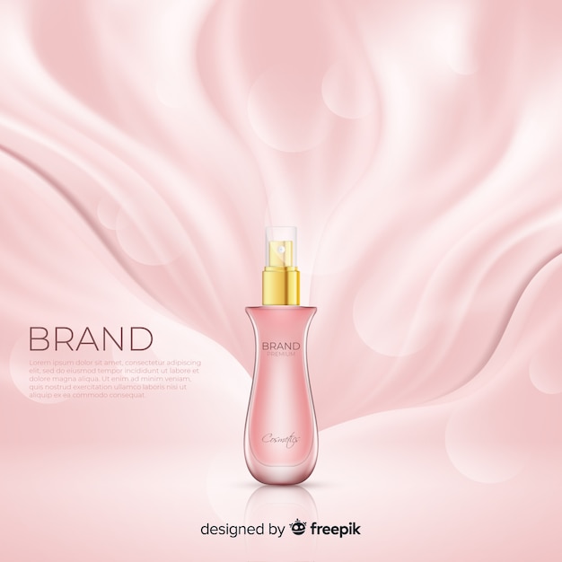 Realistic pink cosmetic ad poster