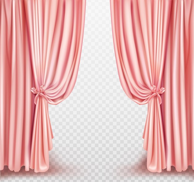 Realistic pink curtains background