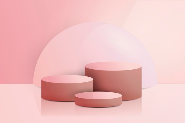 Free vector realistic pink podiums background