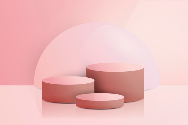 Realistic pink podiums background