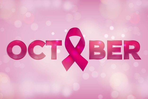 Realistic pink ribbon breast cancer awareness symbol vector illustration