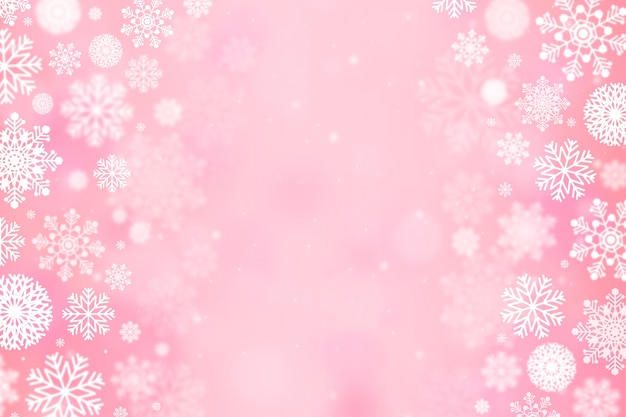 Realistic pink snowflake background