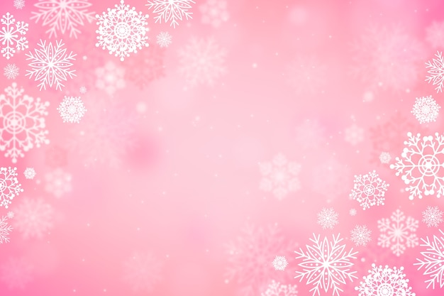 Realistic pink snowflake background