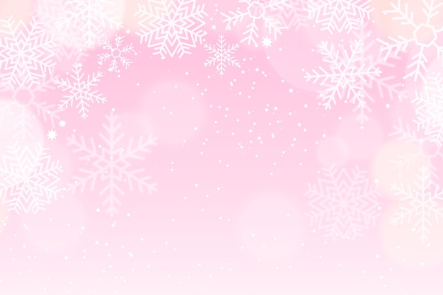 Realistic pink snowflake background