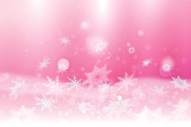 Realistic pink snowflake background