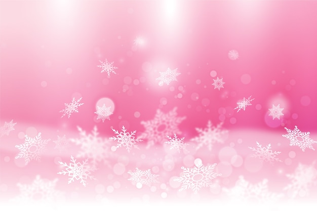 リアルなピンクの雪の結晶の背景