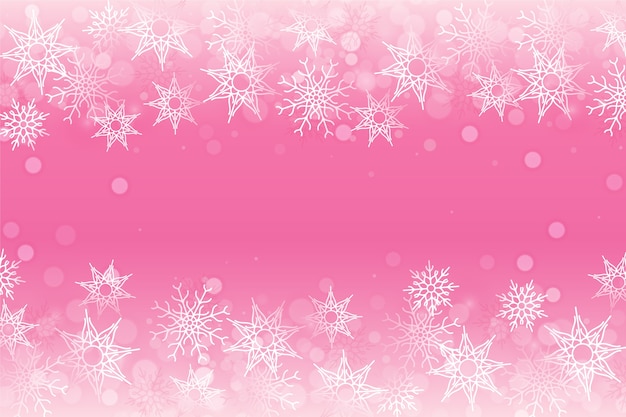 Realistic pink snowflake background