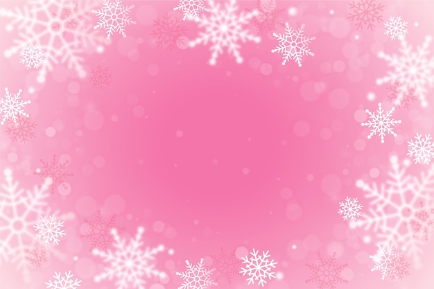 Realistic pink snowflake background