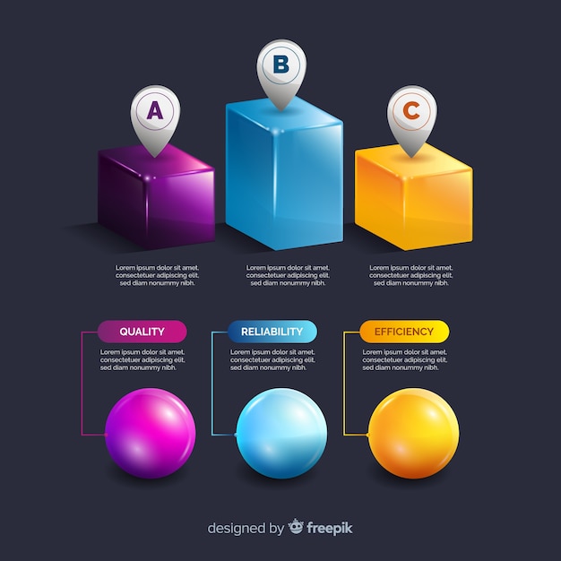 Raccolta di elementi di plastica infografica realistico