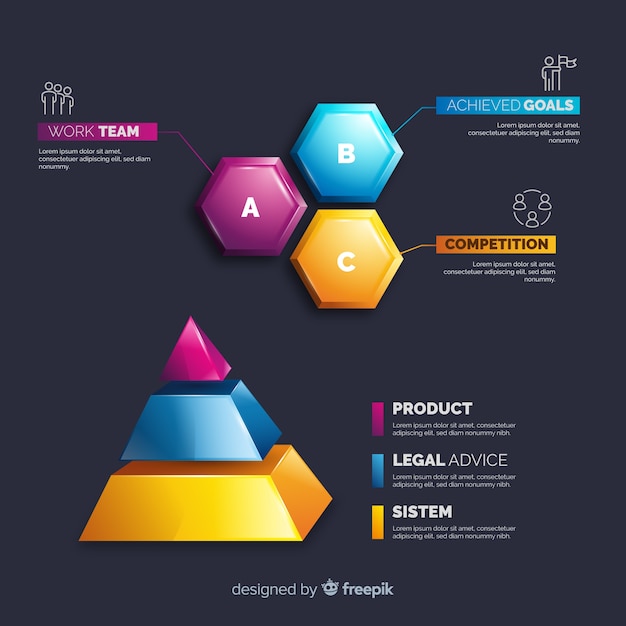 Realistic plastic infographic element collection