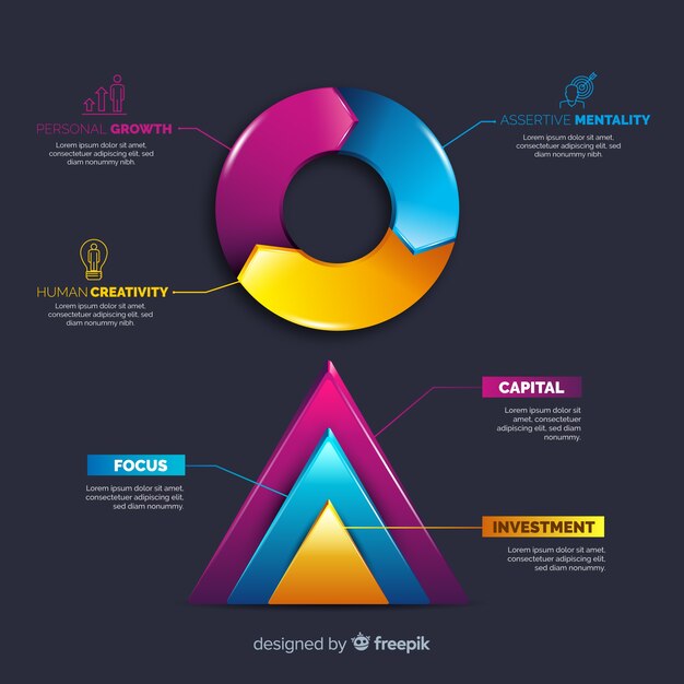 Realistic plastic infographic element collection