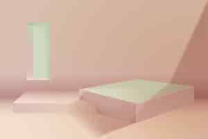 Free vector realistic podium background in beige pastel color