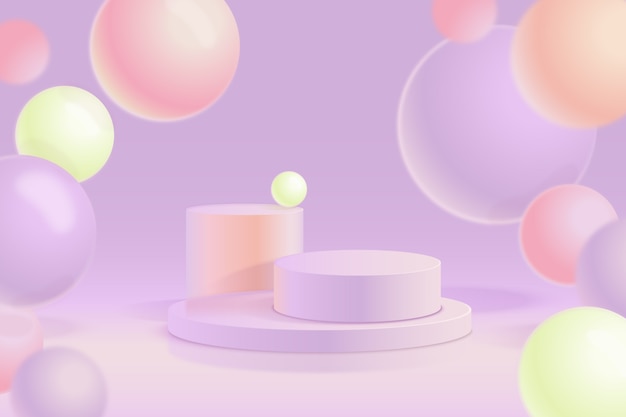 Free vector realistic podium in lilac pastel background