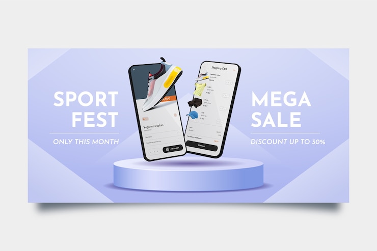 Free Vector realistic podium sale banner
