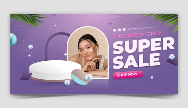 Free vector realistic podium sale banner