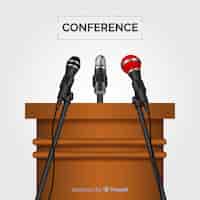 Free vector realistic podium with microphones for conference