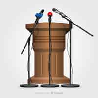 Free vector realistic podium with microphones for conference