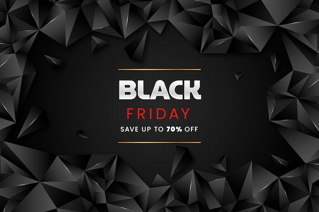 Free vector realistic polygonal black friday background