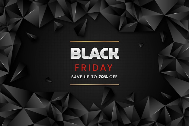 Realistic polygonal black friday background