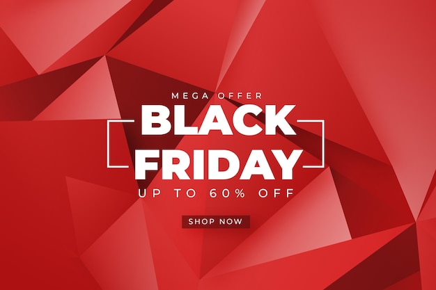 Free vector realistic polygonal black friday background