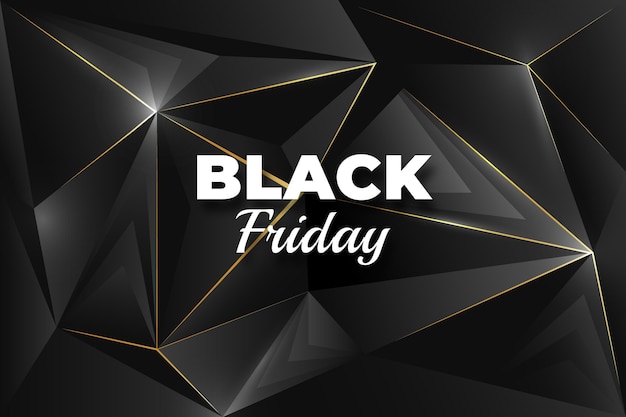 Realistic polygonal black friday background