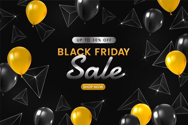 Realistic polygonal black friday background